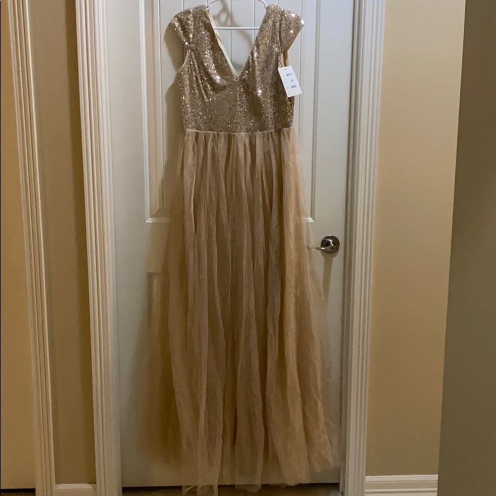 Blush/nude/rose gold evening gown